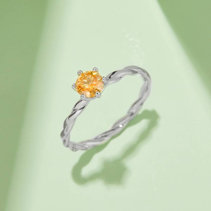 直臂藤蔓S925银镀白金MoissaniteWomen's Ring50分D级